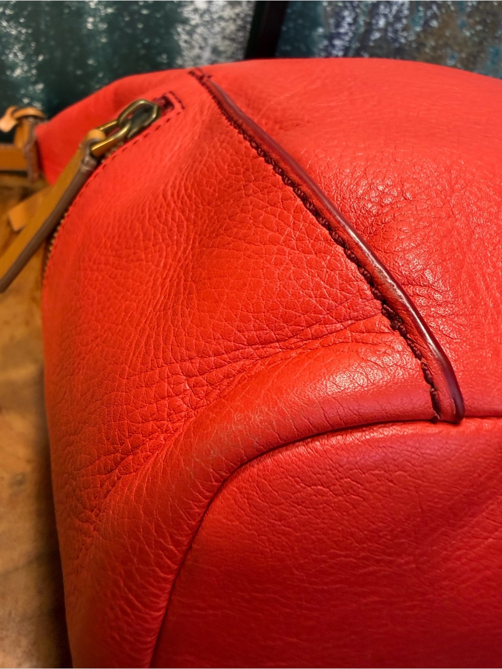 Fossil Rare Boho 2010s Emerson Crimson Red Pebbled Leather Hobo Bag - Picture 12 of 13